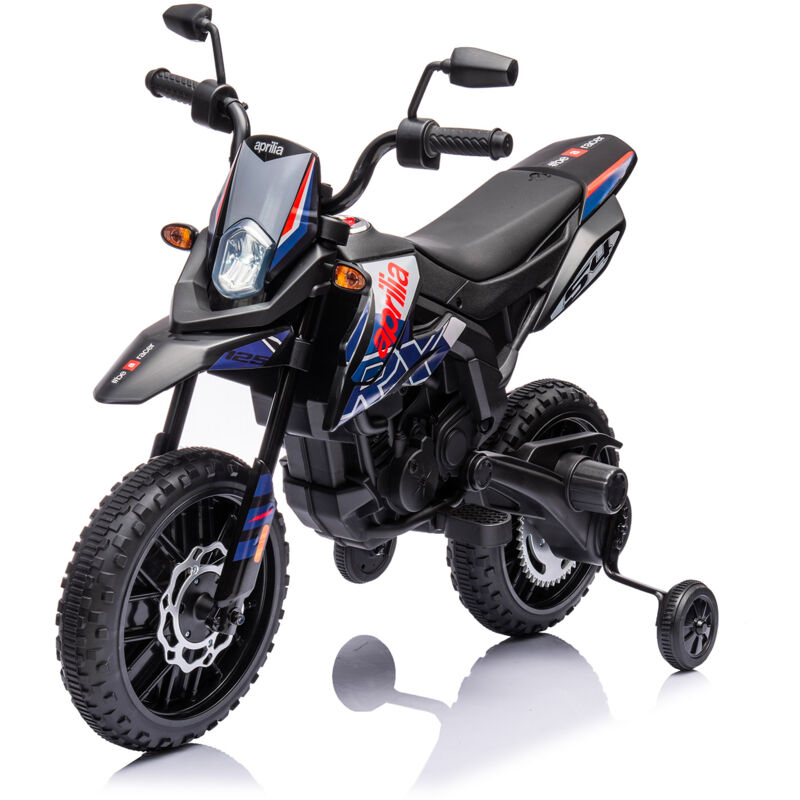 foto del prodotto aprilia moto elettrica per bambini 12v con licenza rx 125 motocross blu