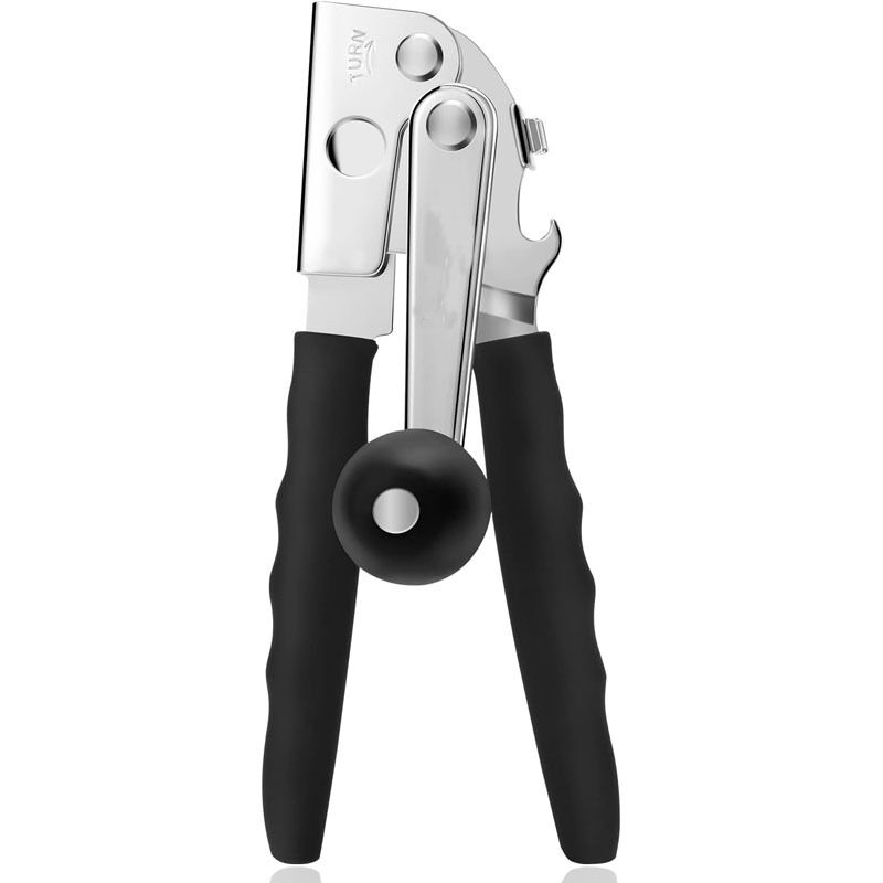 foto del prodotto apriscatole commerciale, apriscatole manuale a manovella resistente con comodi manici extra lunghi, manopola oversize, apriscatole grande e facile da