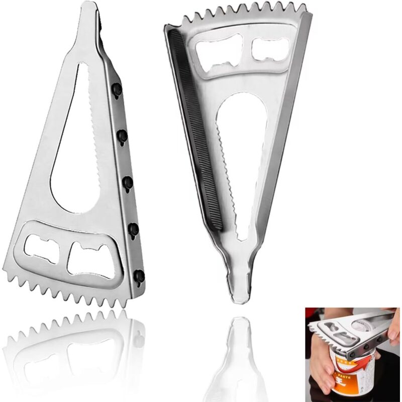 foto del prodotto apriscatole da 2 pezzi, apriscatole manuale multifunzionale in acciaio inossidabile, apriscatole antiscivolo, gadget da cucina, per mani ferite,