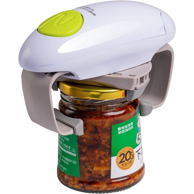 foto del prodotto apriscatole elettrico portatile con bordo liscio, apriscatole automatico a mani libere, gadget da cucina con meno sforzo, a batteria per l apertura