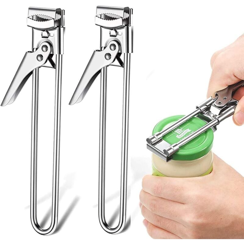 foto del prodotto apriscatole multifunzione regolabile in acciaio inox da 2 pezzi apriscatole manuale accessori da cucina