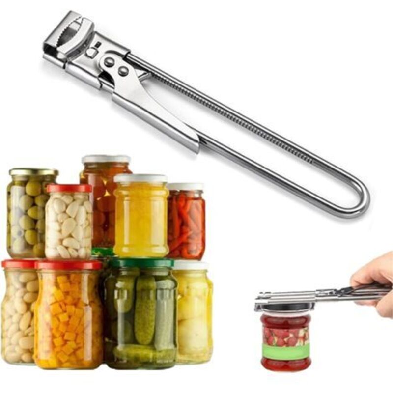 foto del prodotto apriscatole regolabile in acciaio inossidabile apriscatole multifunzione antiscivolo adatto per anziani e persone con mani deboli lablanc