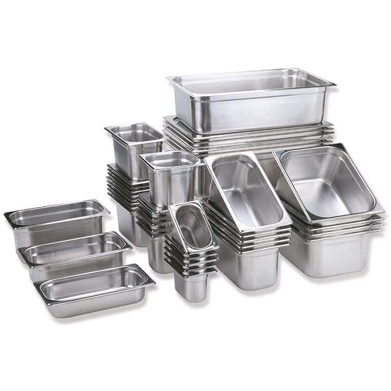 foto del prodotto aps 81400 gn 1 4 contenitore, contenitore gastronorm in acciaio inox, dimensioni 264 x 162 mm altezza 20 mm volume 0,5 litri