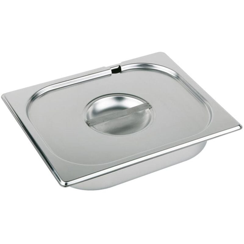 foto del prodotto aps 81492 gn 1 4 coperchio con incavo per cucchiaio, acciaio inossidabile, dimensioni 160 x 265 mm altezza 30 mm