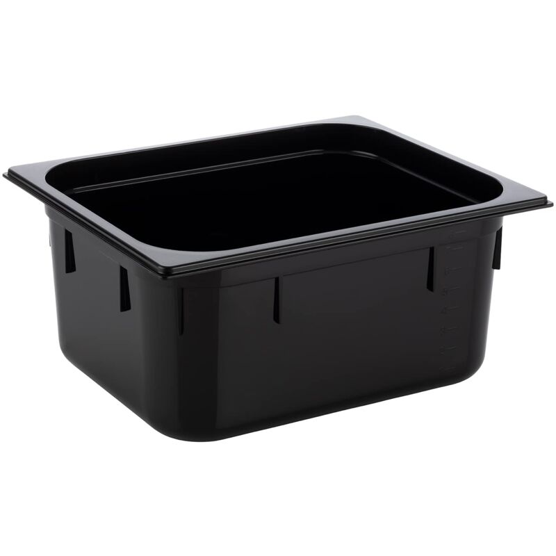 foto del prodotto aps 82066 gn 1 2 contenitore gastronorm, in policarbonato, dimensioni 325 x 265 mm altezza 150 mm volume 8,9 litri, nero