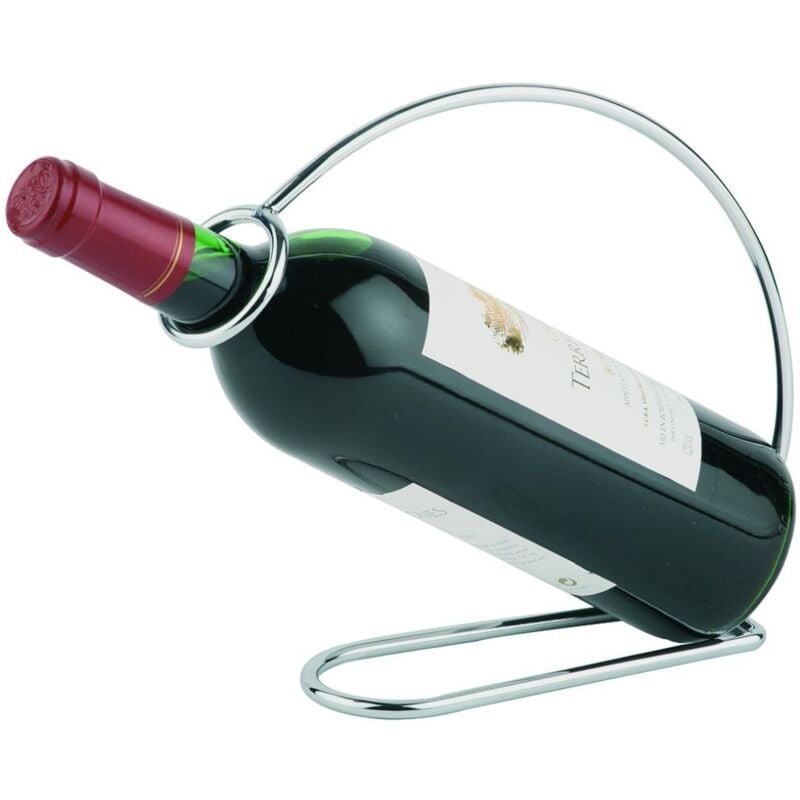 foto del prodotto aps portabottiglie per vino, portabottiglie in metallo, portabottiglie per vino, cromato, 6 x 23 cm, altezza 20 cm