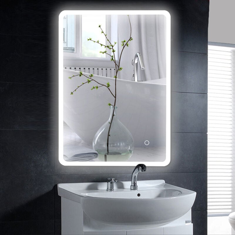 foto del prodotto aqrau specchio bagno 70x50cm con luci led,controllo tattile,da parete,22w,luce bianca