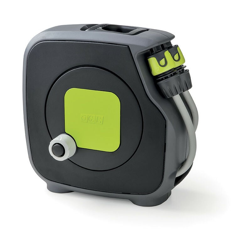 foto del prodotto aquabag style verde lime, mini avvolgitubo per l irrigazione del giardino con 11,5 metri di tubo, lancia ergonomica 8 getti e raccordi, trasportabile