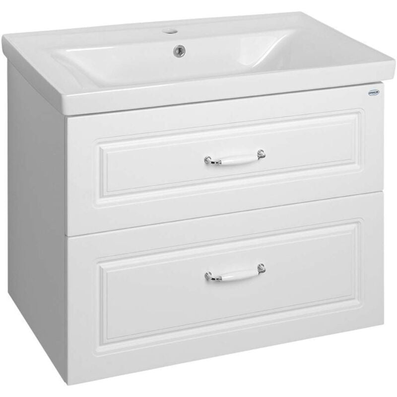 foto del prodotto aqualine - favolo - mobile lavabo 87x60x45 cm, 2 cassetti, bianco opaco fv290