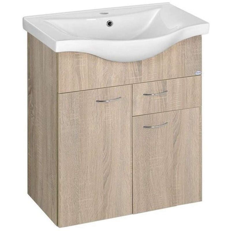 foto del prodotto aqualine keramia fresh mobiletto da lavabo 60x74x34 cm, rovere platino 50066