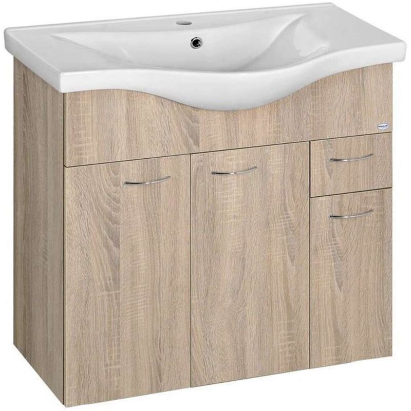 foto del prodotto aqualine keramia fresh mobiletto da lavabo 75x74x35 cm, rovere platino 50083