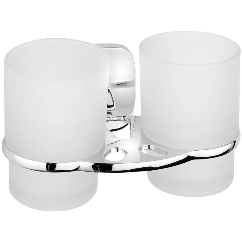 foto del prodotto aqualine rumba portabicchieri doppio, cromo vetro di latte rb105