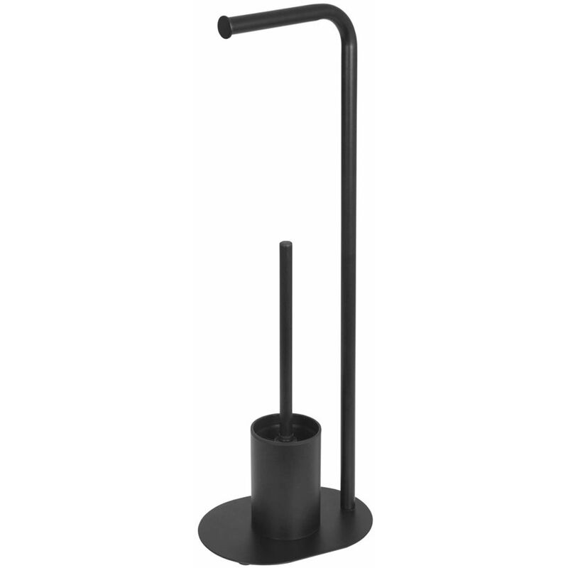 foto del prodotto aqualine samba portarotolo a terra con scopino wc, nero sb236
