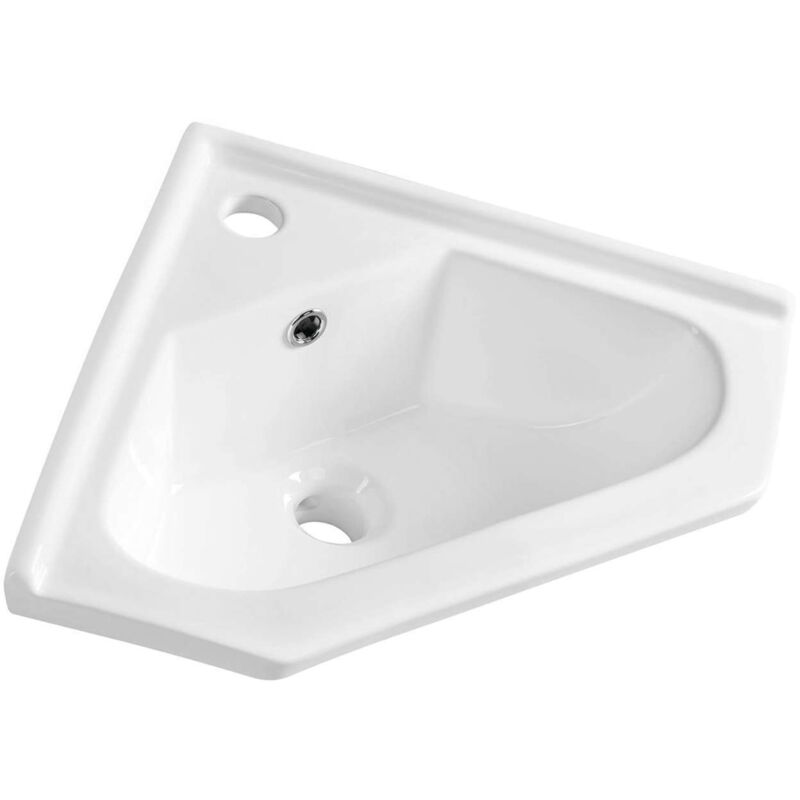 foto del prodotto aqualine sanitari in ceramica lavamani ad angolo 41x18x41 cm, con troppopieno e foro per miscelatore, bianco 1601 40