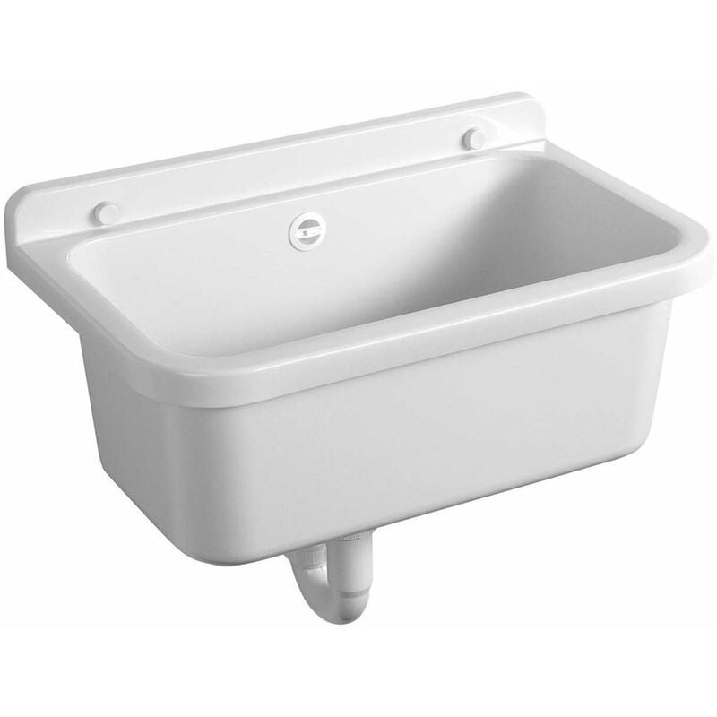 foto del prodotto aqualine sanitari in ceramica lavatoio sospeso 55x34 cm, plastica bianco pi5055