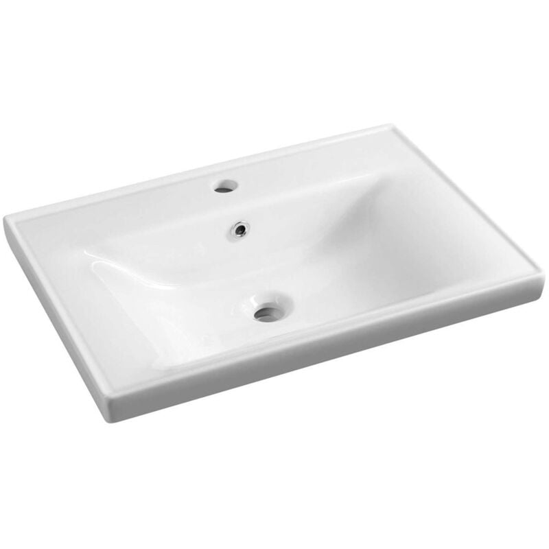 foto del prodotto aqualine sava lavabo 70x46 cm, con troppopieno e foro per miscelatore, bianco 2070