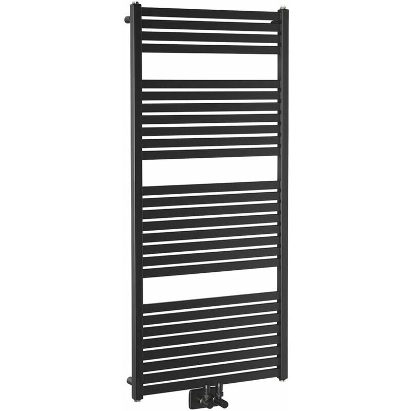 foto del prodotto aqualine scaldasalviette scaldasalviette tondi, 60x133 cm, allacciamento centrale, nero opaco dt486t