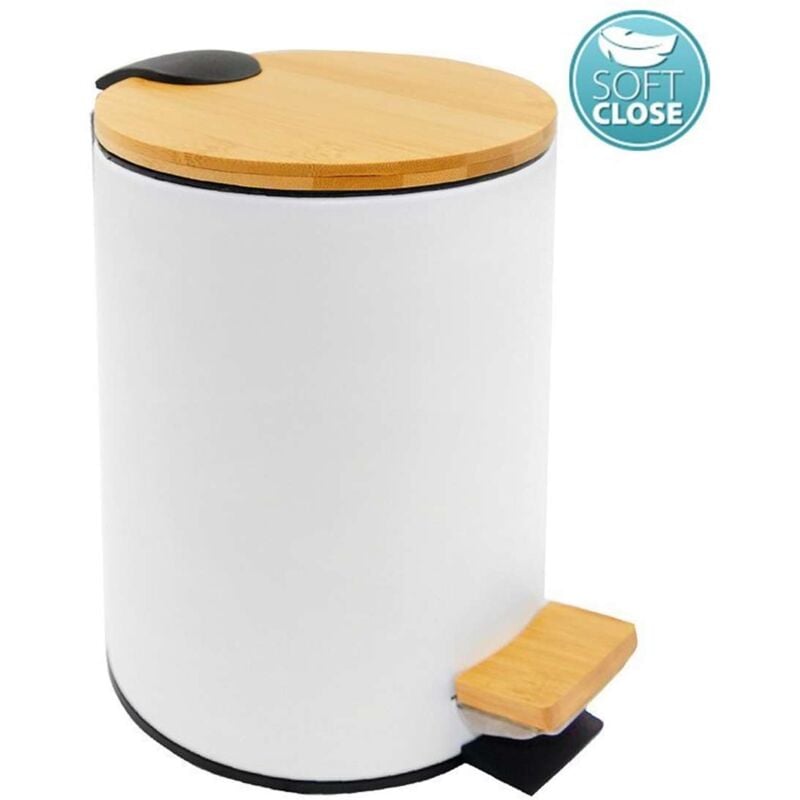 foto del prodotto aqualine snow cestino per rifiuti, 5l, soft close, bianco bi007