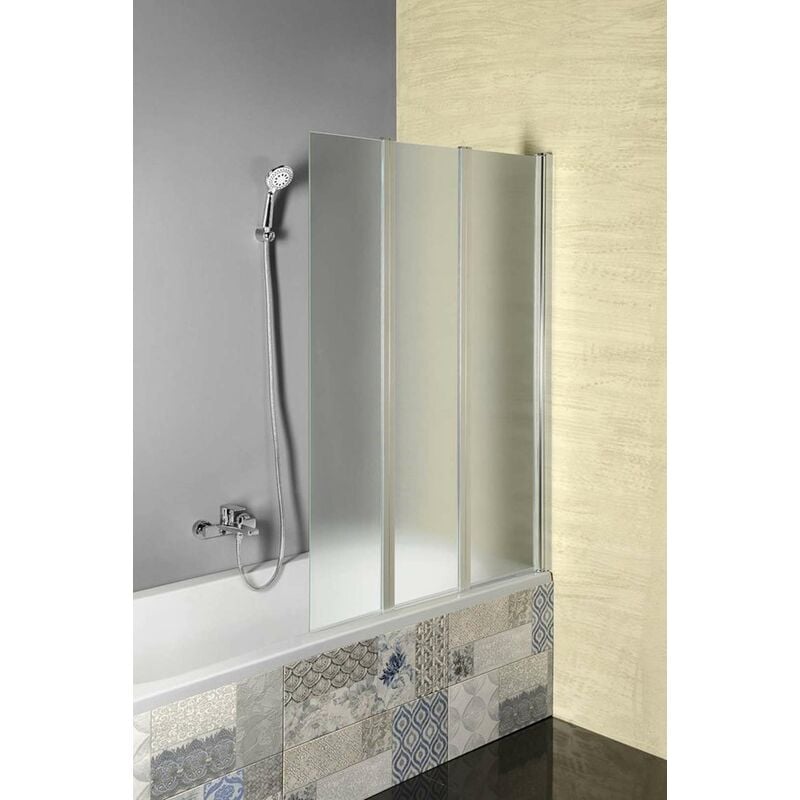 foto del prodotto aqualine vanda parete da bagno 100x140 cm, cromo vetro opaco aq1140