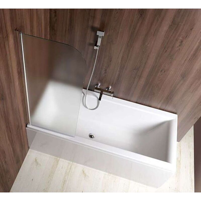 foto del prodotto aqualine vilma paravento da bagno 60x140 cm, a sinistra, vetro brick aq6018l