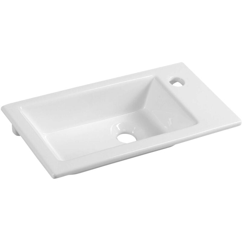 foto del prodotto aqualine zuno lavabo per mobili 50x25 cm, senza sfioratore, foro per rubinetto a destra, bianco 9050