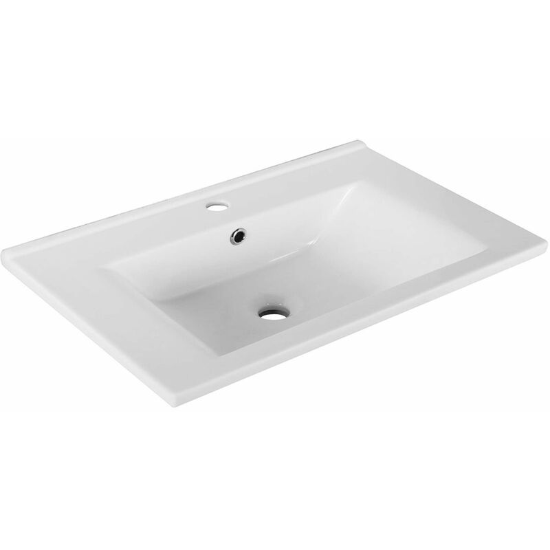 foto del prodotto aqualine zuno lavamani 65x45 cm, con troppopieno e foro per miscelatore, bianco 9065
