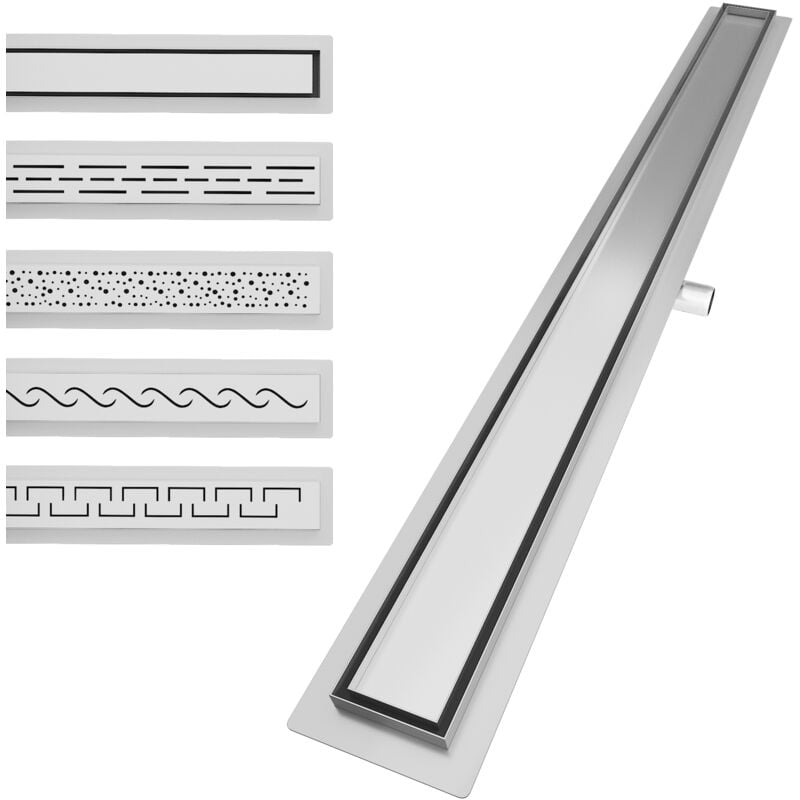 foto del prodotto aquamarin scarico doccia a pavimento con sifone, acciaio inox, scarico rapido, antiodore, regolabile, lineare, rettangolare, 100 cm, 2in1