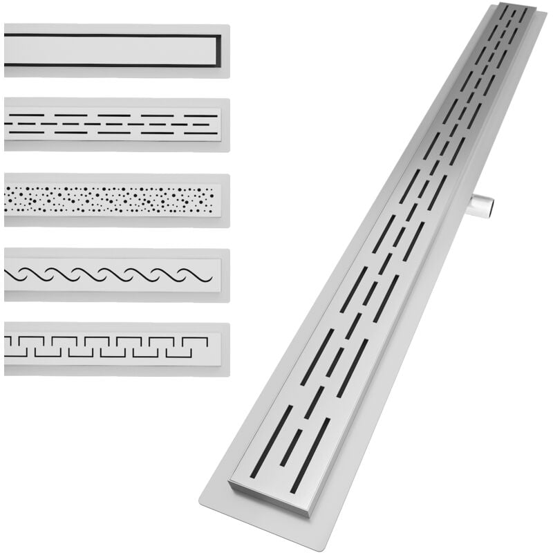 foto del prodotto aquamarin scarico doccia a pavimento con sifone, acciaio inox, scarico rapido, antiodore, regolabile, lineare, rettangolare, 140 cm, fessura