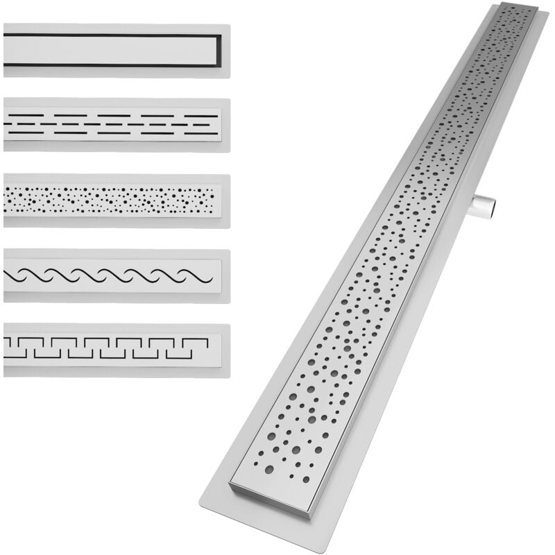 foto del prodotto aquamarin scarico doccia a pavimento con sifone, acciaio inox, scarico rapido, antiodore, regolabile, lineare, rettangolare, 90 cm, modello a
