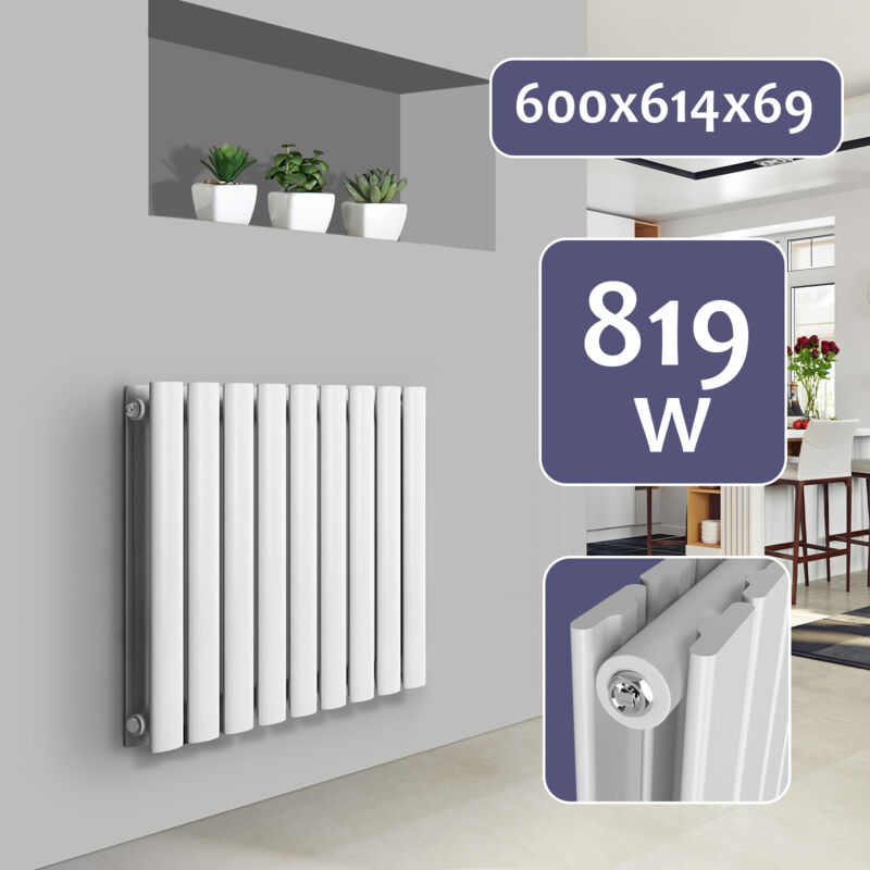 foto del prodotto aquamarin termosifone orizzontale, 600x614x69mm, acciaio, doppio strato, 18 colonne, bianco termosifoni moderni, termoarredo soggiorno design,
