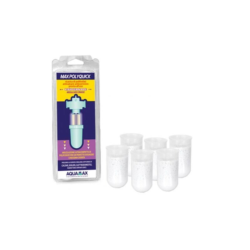 foto del prodotto aquamax ricarica polifosfati maxpolyquick per dosatore 6 cartucce dosamax blu 18911 