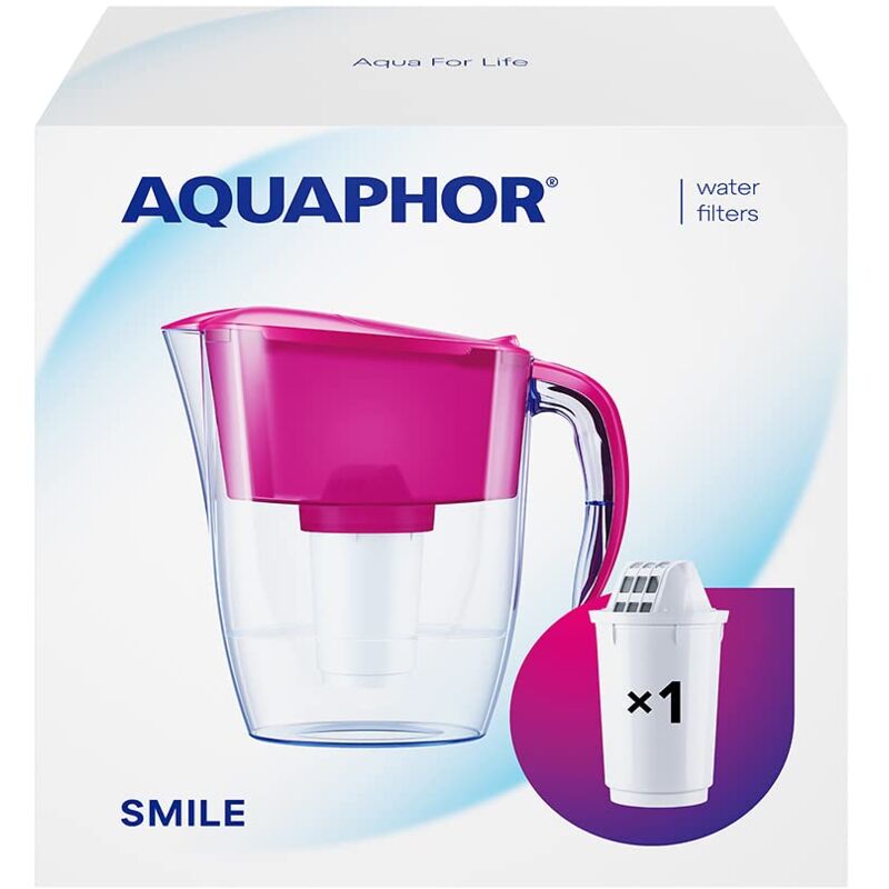 immagine 0 del prodotto aquaphor smile, caraffa filtrante per acqua, salvaspazio, leggera, adatta per frigorifero con capacit di 2,9 l, 1 filtro a5 incluso con aggiunta