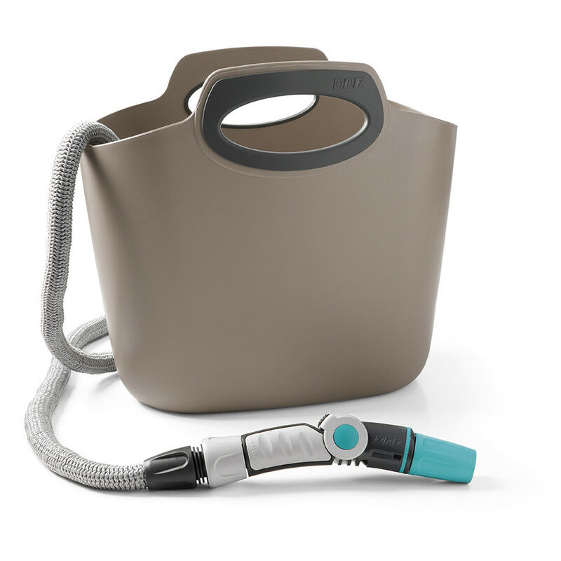 foto del prodotto aquapop maxi tortora, 30 metri di tubo estensibile da giardino, in kit con borsa in plastica, lancia per irrigazione, presa rubinetto e raccordi