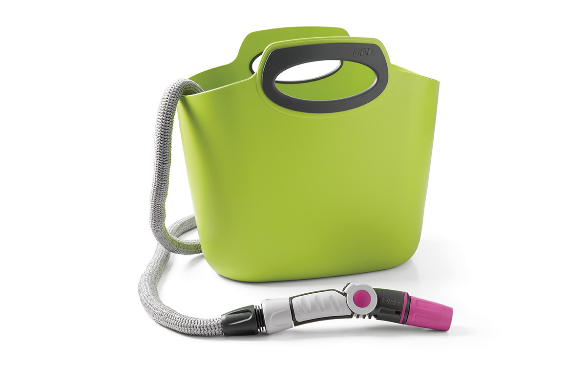foto del prodotto aquapop maxi verde lime, 30m tubo estensibile da giardino,kit con borsa in plastica,lancia,presa rubinetto,raccordi