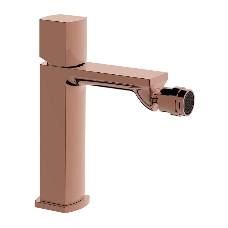 foto del prodotto aquasanit miscelatore bidet rame lucido con risparmio acqua e piletta click clack serie marte