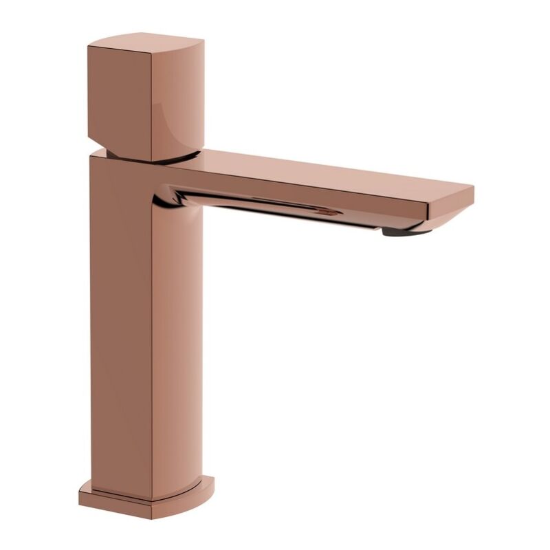 foto del prodotto aquasanit miscelatore lavabo rame lucido con risparmio acqua e piletta click clack serie marte