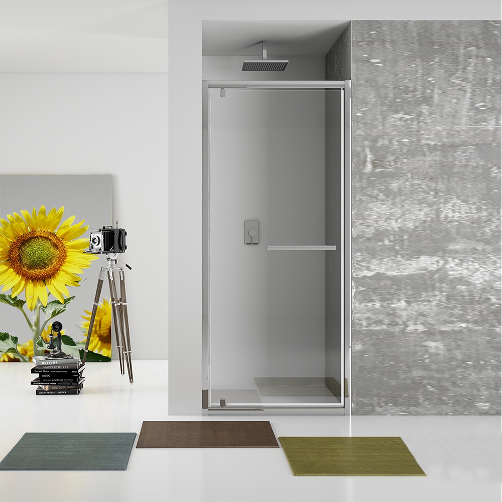 foto del prodotto aquasanit new plus porta battente 77 81cm vetro trasparente 6 mm, h. 1,95