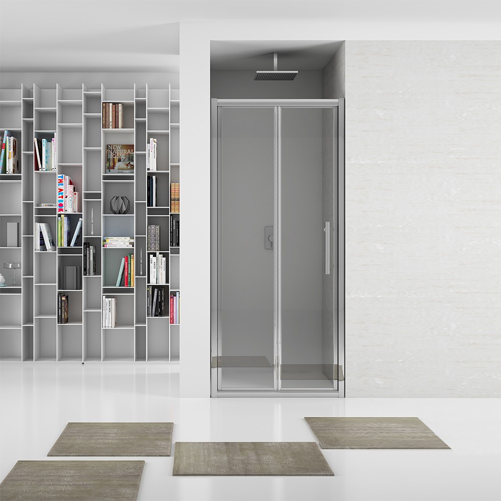 foto del prodotto aquasanit new plus porta soffietto 87 91 cm vetro trasparente 6mm, h. 1,95