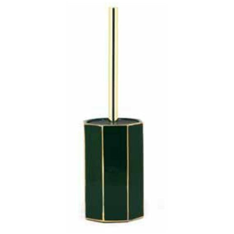 foto del prodotto aquasanit porta scopino d appoggio verde e oro in ceramica serie smeraldo
