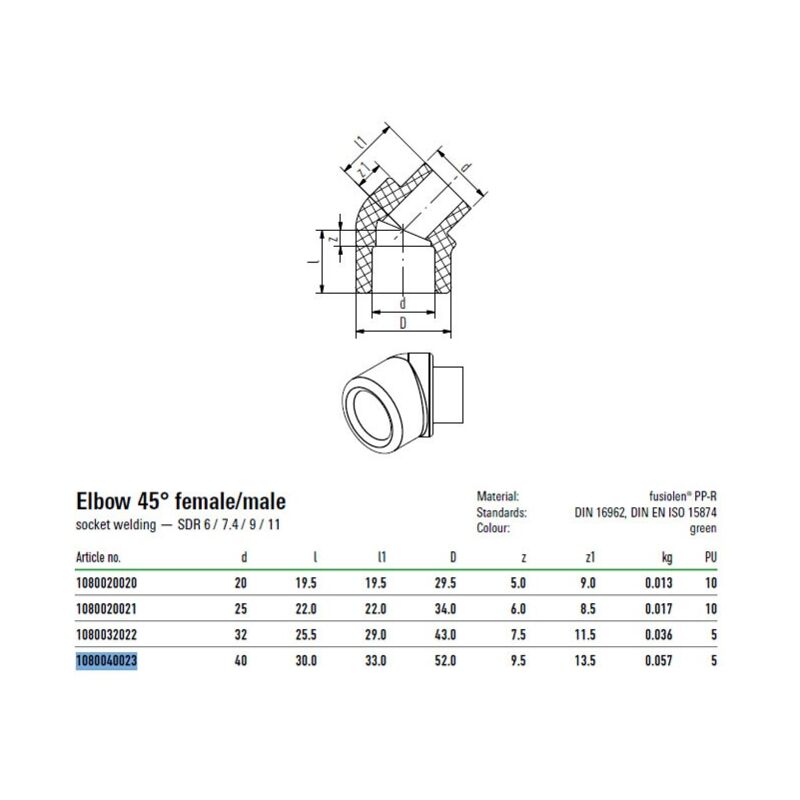 foto del prodotto aquatherm gomito 45 m f d 25 in pp r impianti termo idrosanitari 1080040023