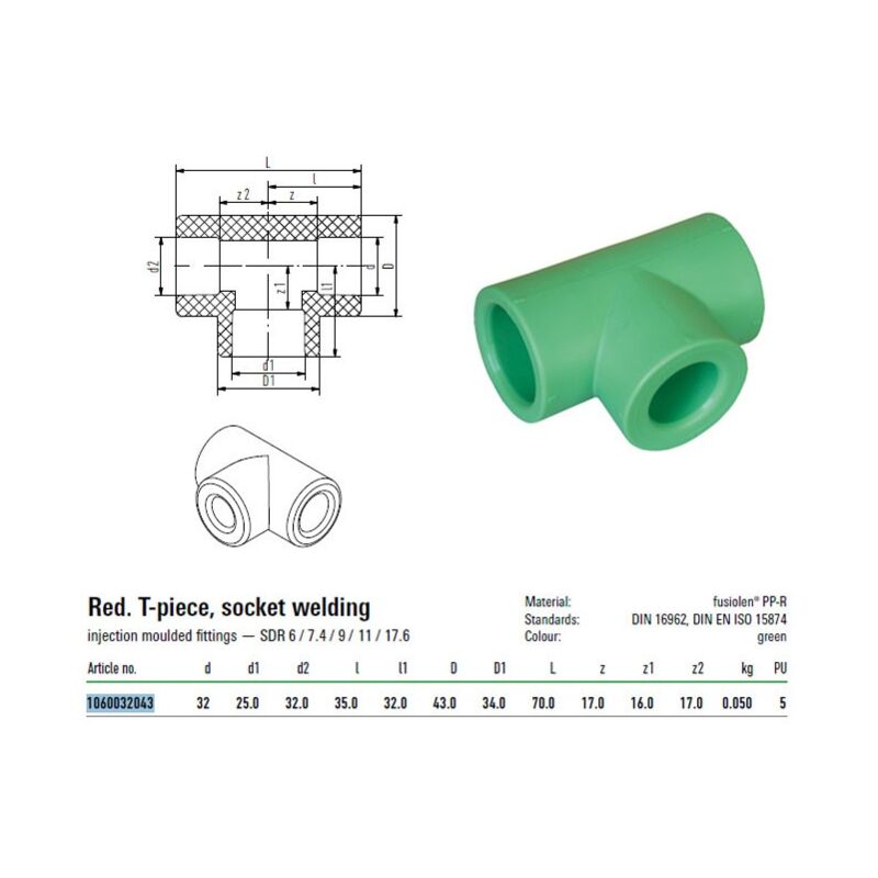 foto del prodotto aquatherm raccordo a t ridotto d 32x25x32 impianti termo idrosanitari 1060032043