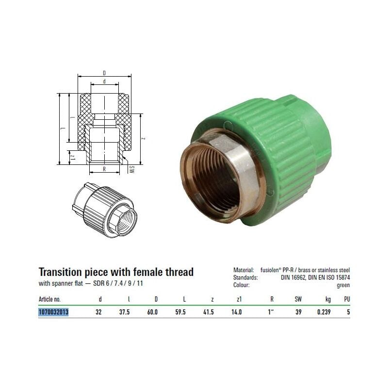 foto del prodotto aquatherm raccordo con attacco filettato f 32mm per 1 1070032013