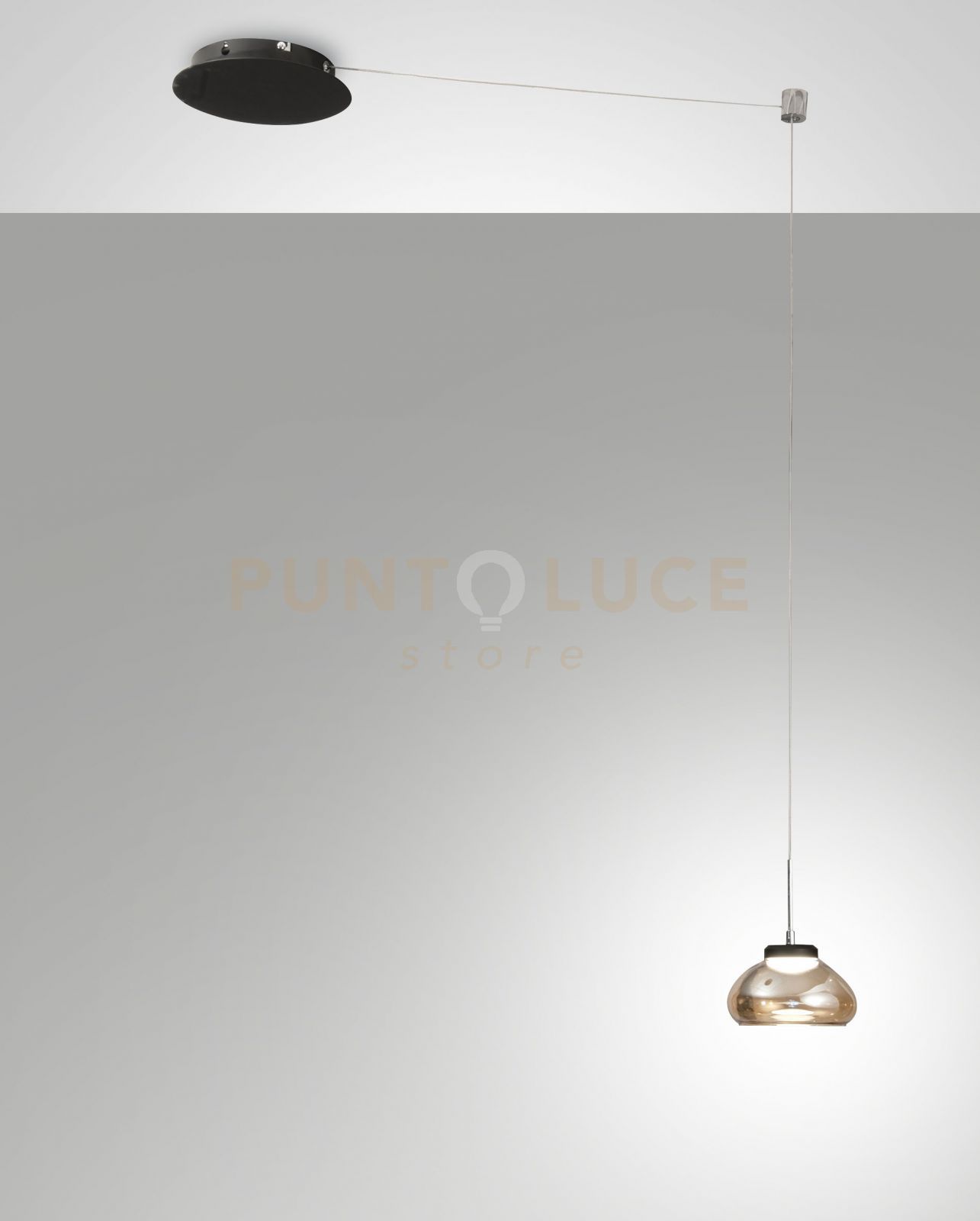 foto del prodotto arabella sospensione ambra 1 luce a led 3000k 8w 750 lm, spostabile d.14cm smart c access.