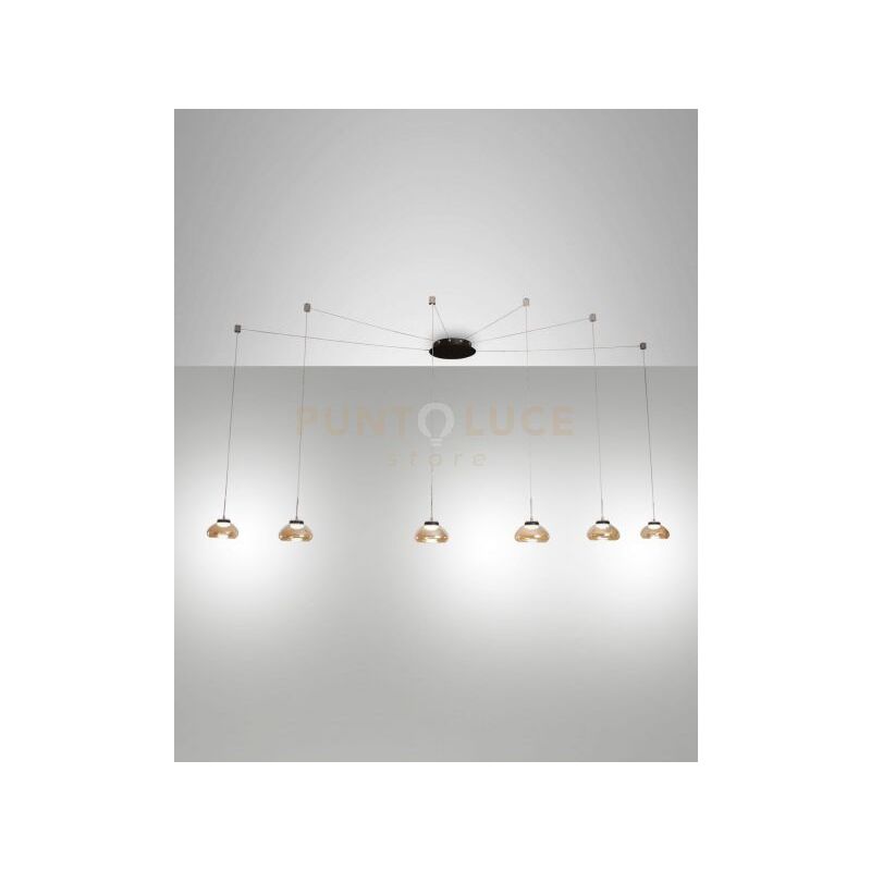 foto del prodotto arabella sospensione ambra 6 luci a led 3000k 48w 4530 lm dimmerabile
