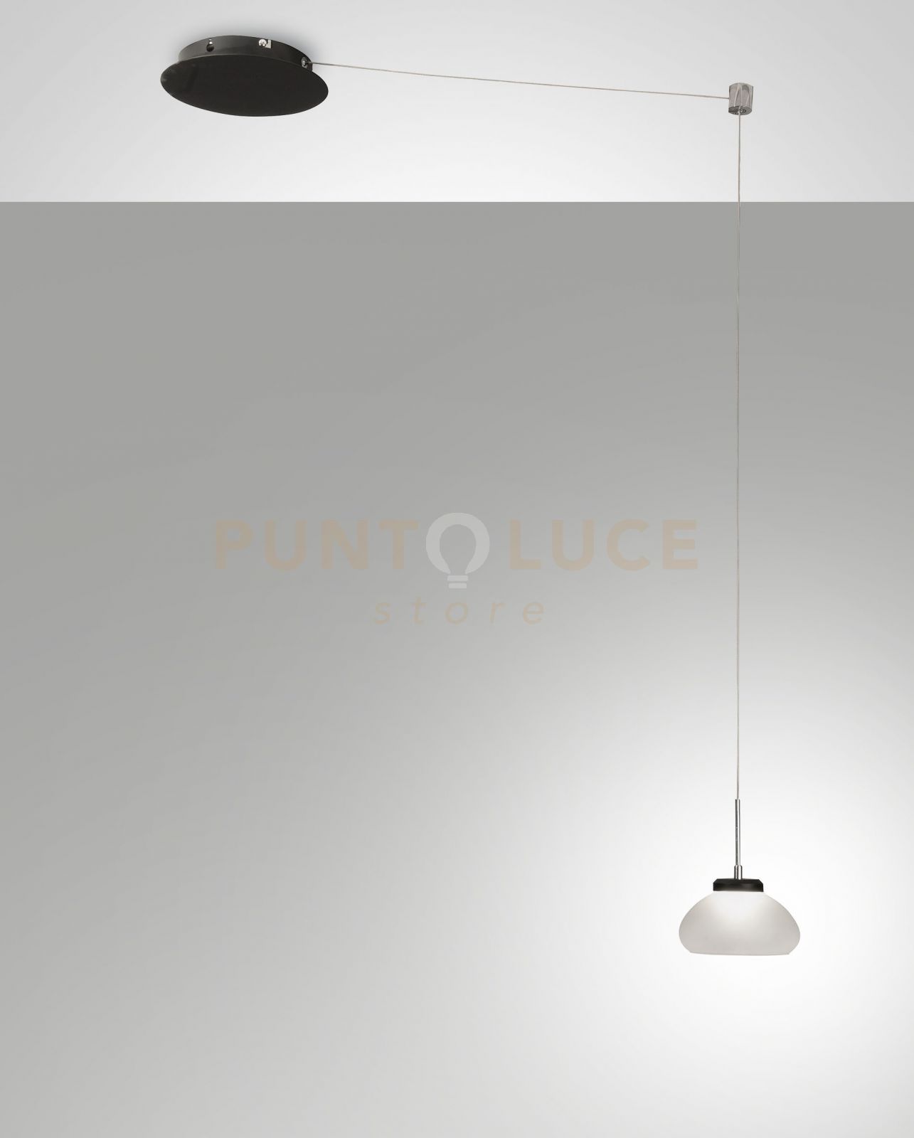 foto del prodotto arabella sospensione bianca 1 luce a led 3000k - 8w - 750 lm, spostabile d.14cm smart c access.