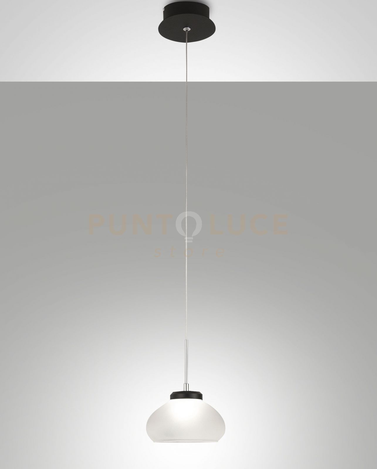 foto del prodotto arabella sospensione bianca 1 luce in vetro e struttura in metallo a led 3000k 8w 750 lm, d.14cm, smart c access.