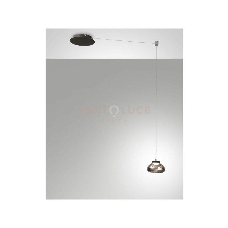 foto del prodotto arabella sospensione fume 1 luce a led 3000k 8w 750 lm, spostabile d.14cm