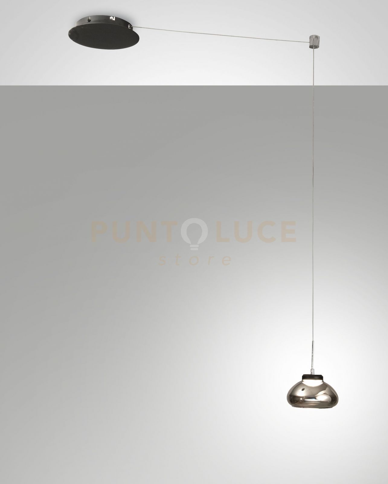 foto del prodotto arabella sospensione fume' 1 luce a led 3000k - 8w - 750 lm, spostabile d.14cm smart c access.