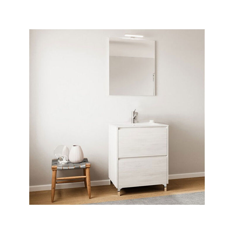 foto del prodotto arati bath&amp;shower - mobile bagno lisbona rovere bianco, completo di lavabo,