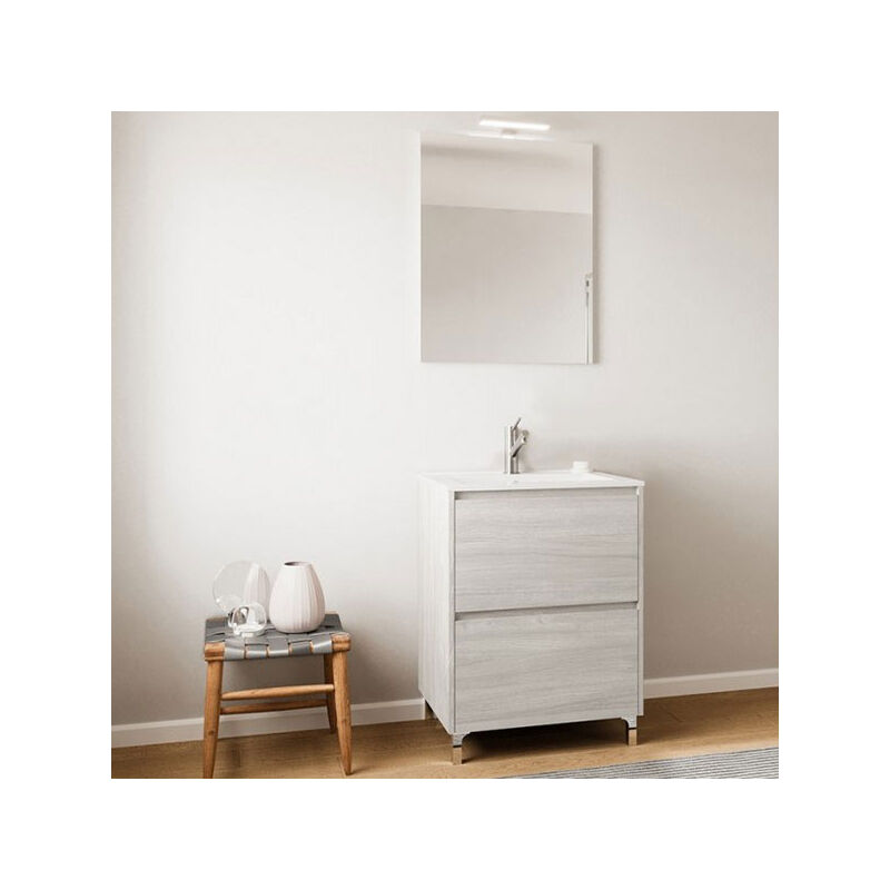 foto del prodotto arati bath shower mobile bagno lisbona rovere grigio, completo di lavabo,
